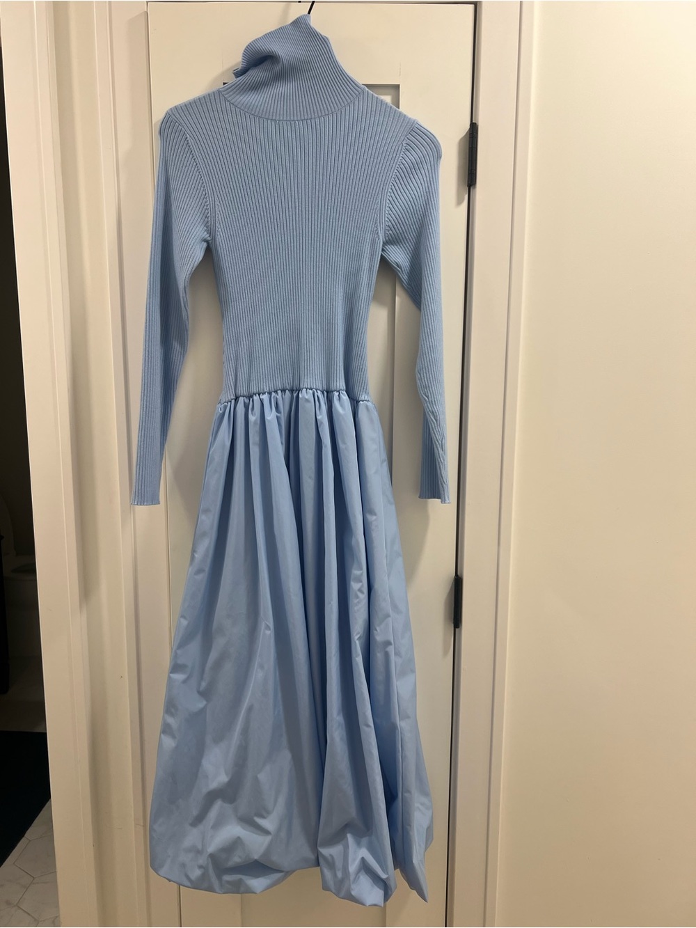 Tuckernuck Light Blue Ribbed Turtleneck Midi Dress- Hyacinth House